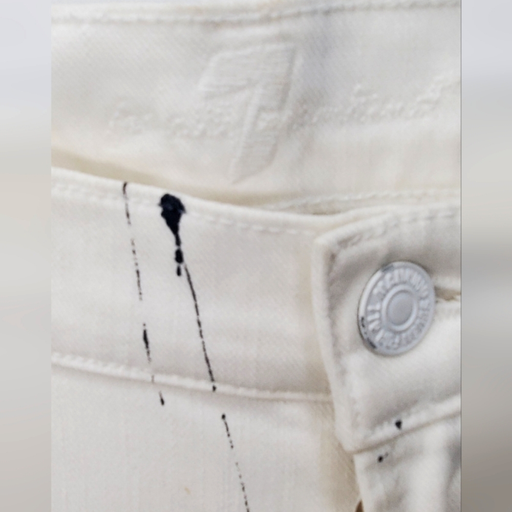 🔥🔥7 For All Mankind size 27 The Skinny Crop&Roll White And Black Pattern Jeans - Picture 7 of 14